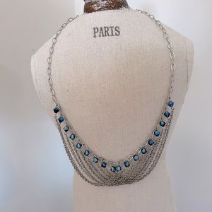 Touchstone Crystal by Swarovski Silver/Navy Crystals Necklace